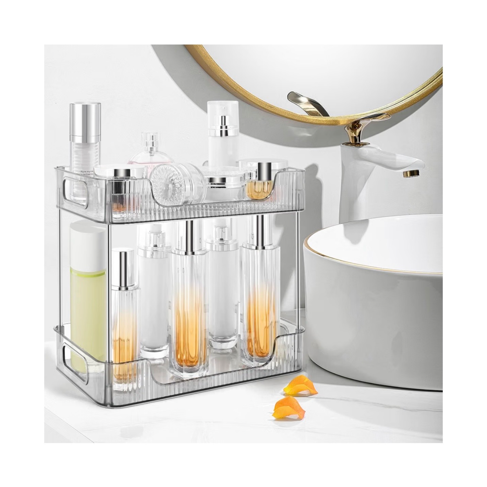 2-Tier Bathroom Counter Organizer - Grey 2