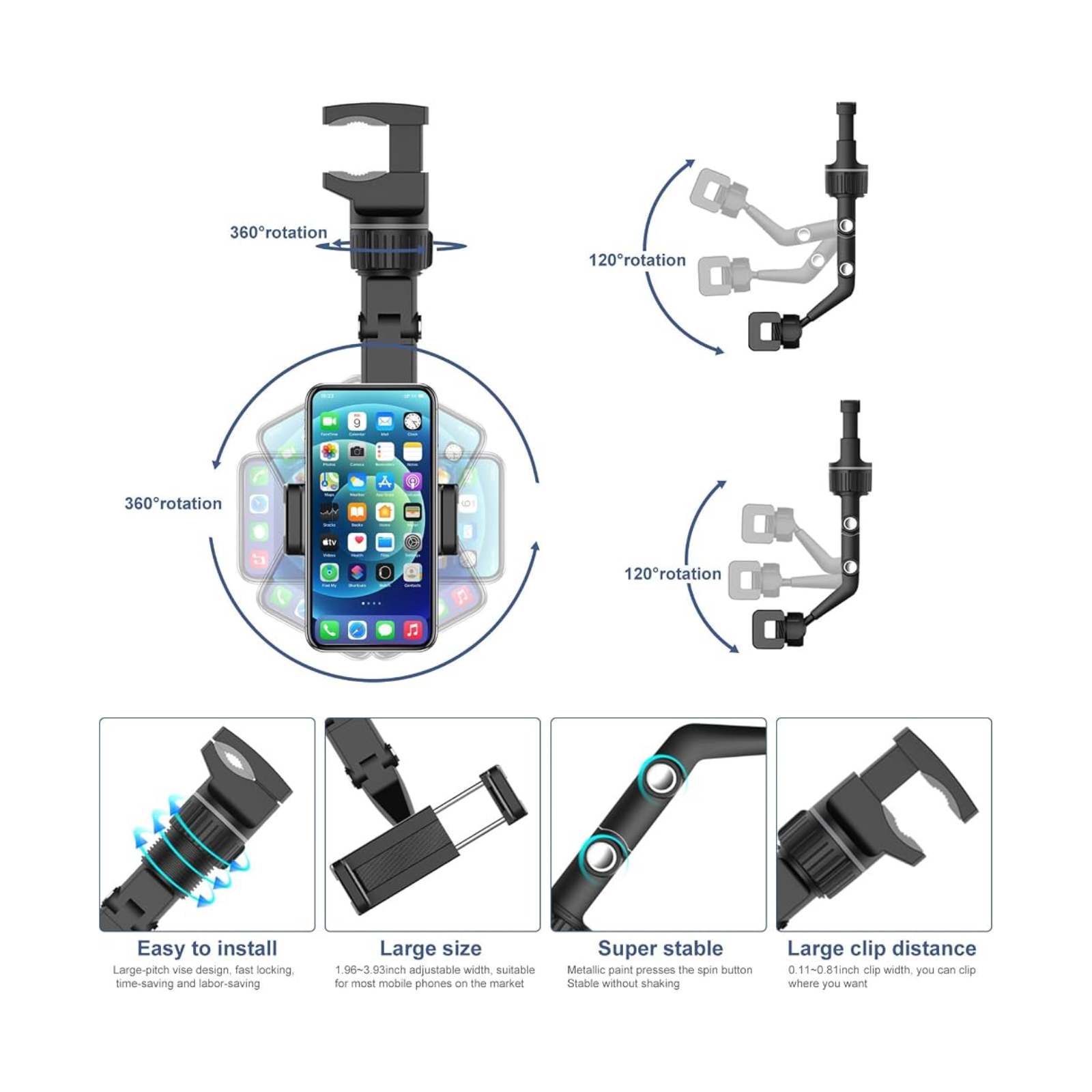 Rearview Mirror Car Phone Holder 5