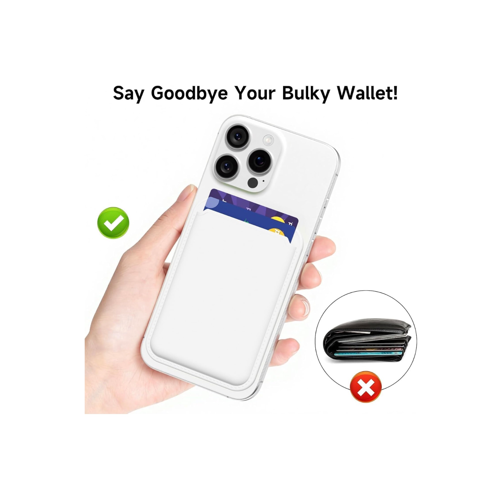 White MagSafe-Compatible Magnetic Wallet Card Holder 5