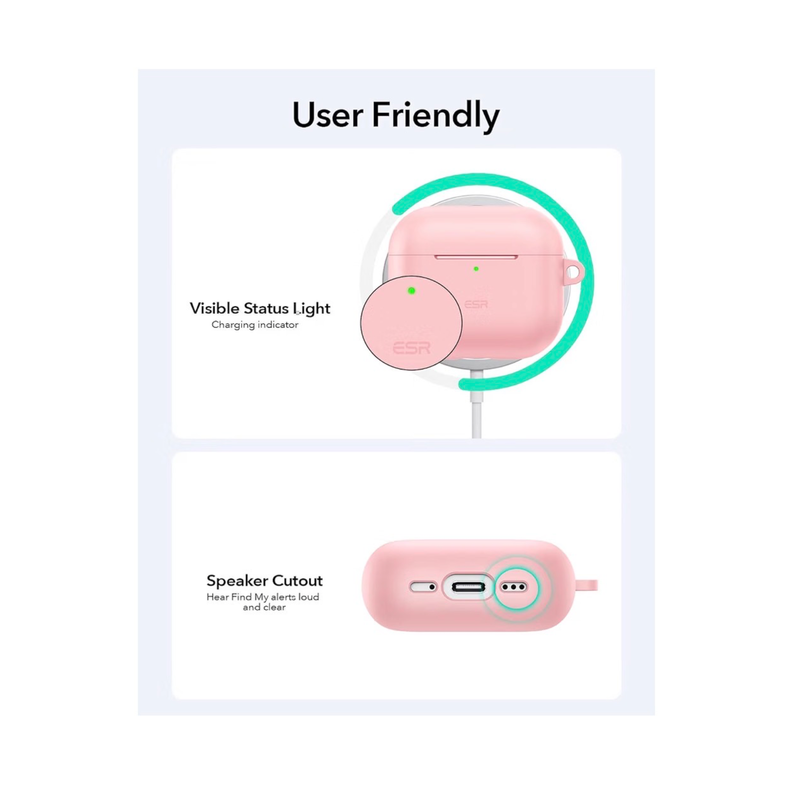 ESR AirPods 5/4 Cloud Series Case With Magnetic Lid – Pink 8