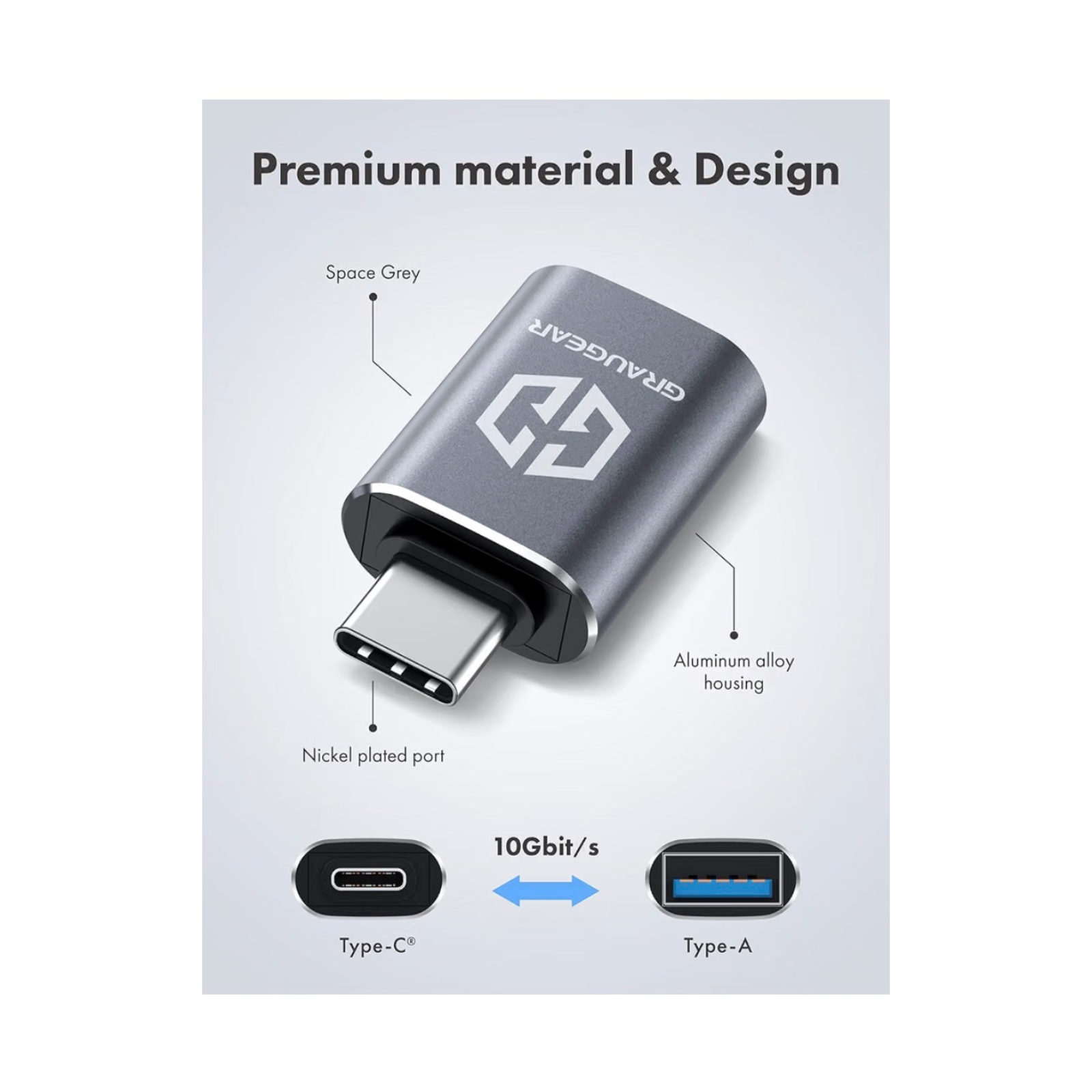 Graugear USB To USB-C Adapter Pack Of 2 5