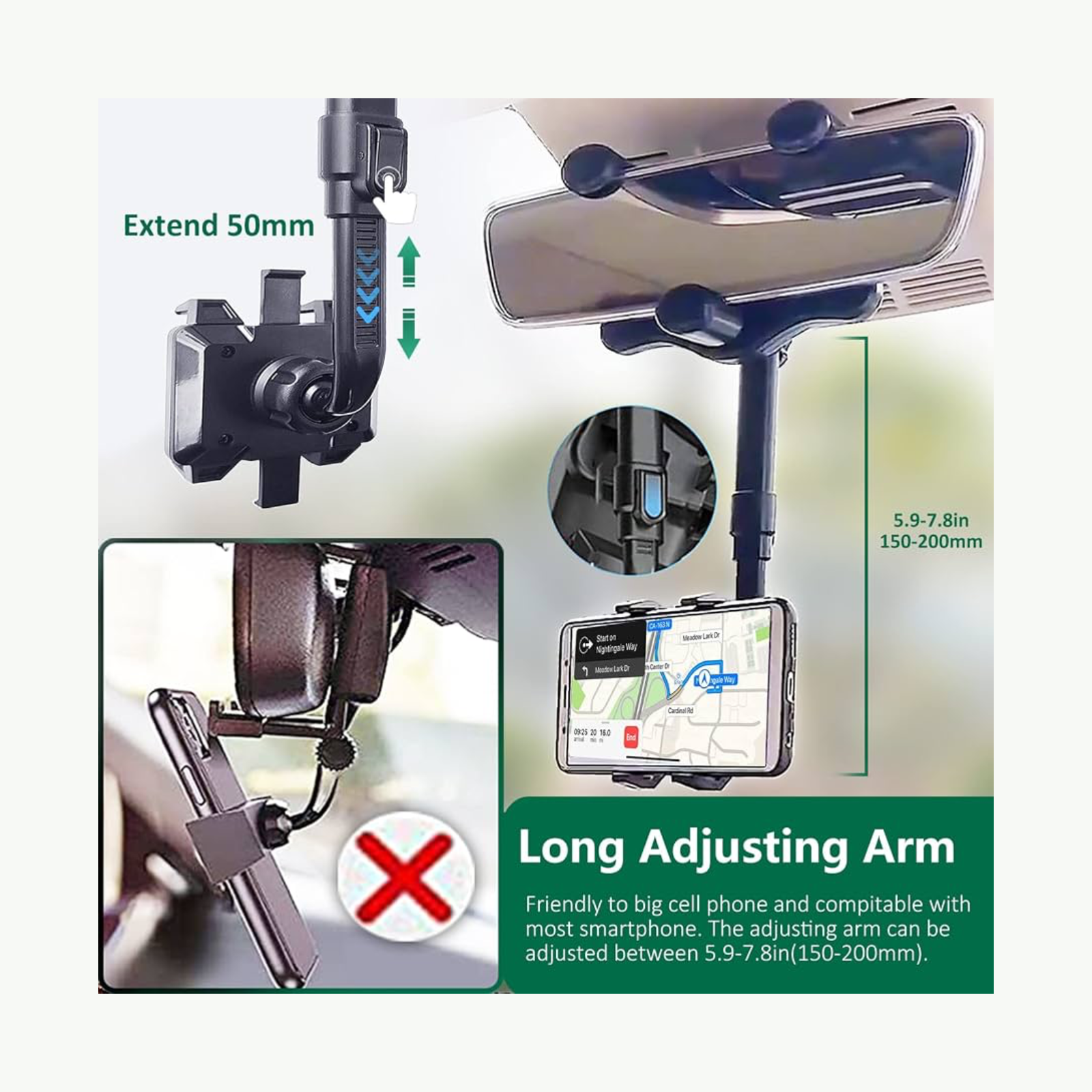 Rearview Mirror Phone Mount 3