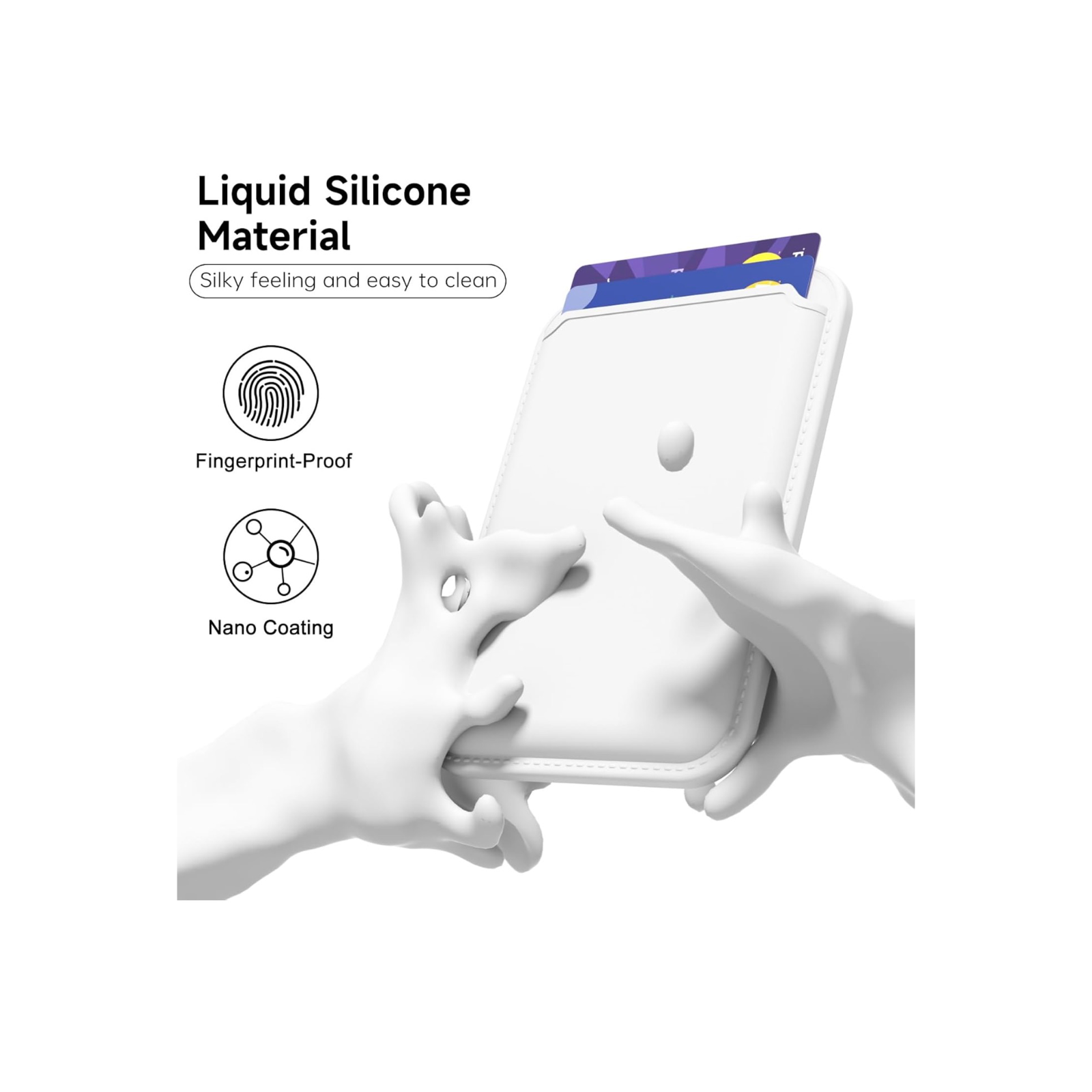 White MagSafe-Compatible Magnetic Wallet Card Holder 3