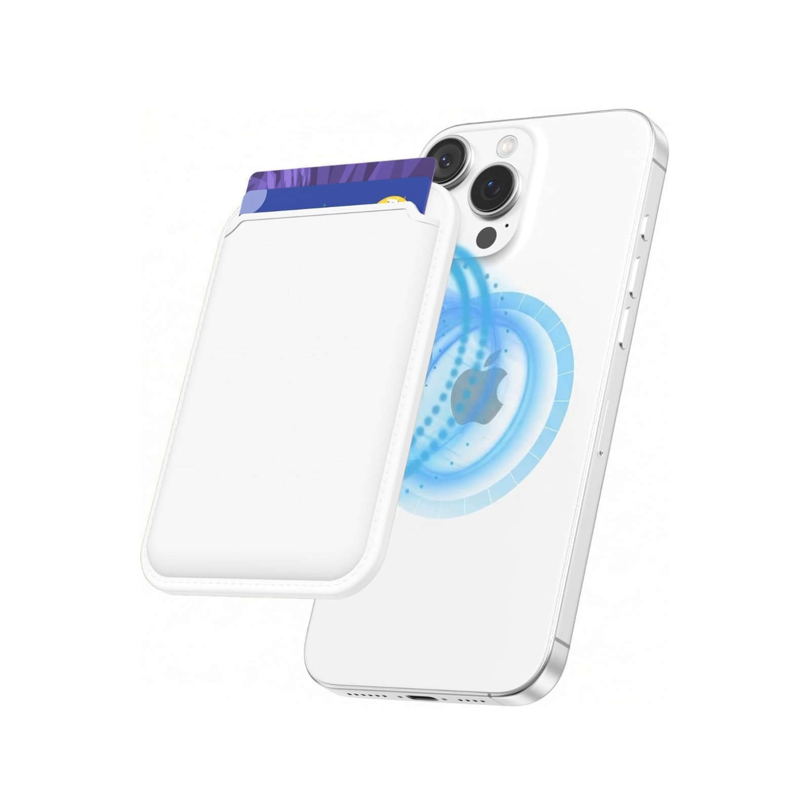 White MagSafe-Compatible Magnetic Wallet Card Holder 1