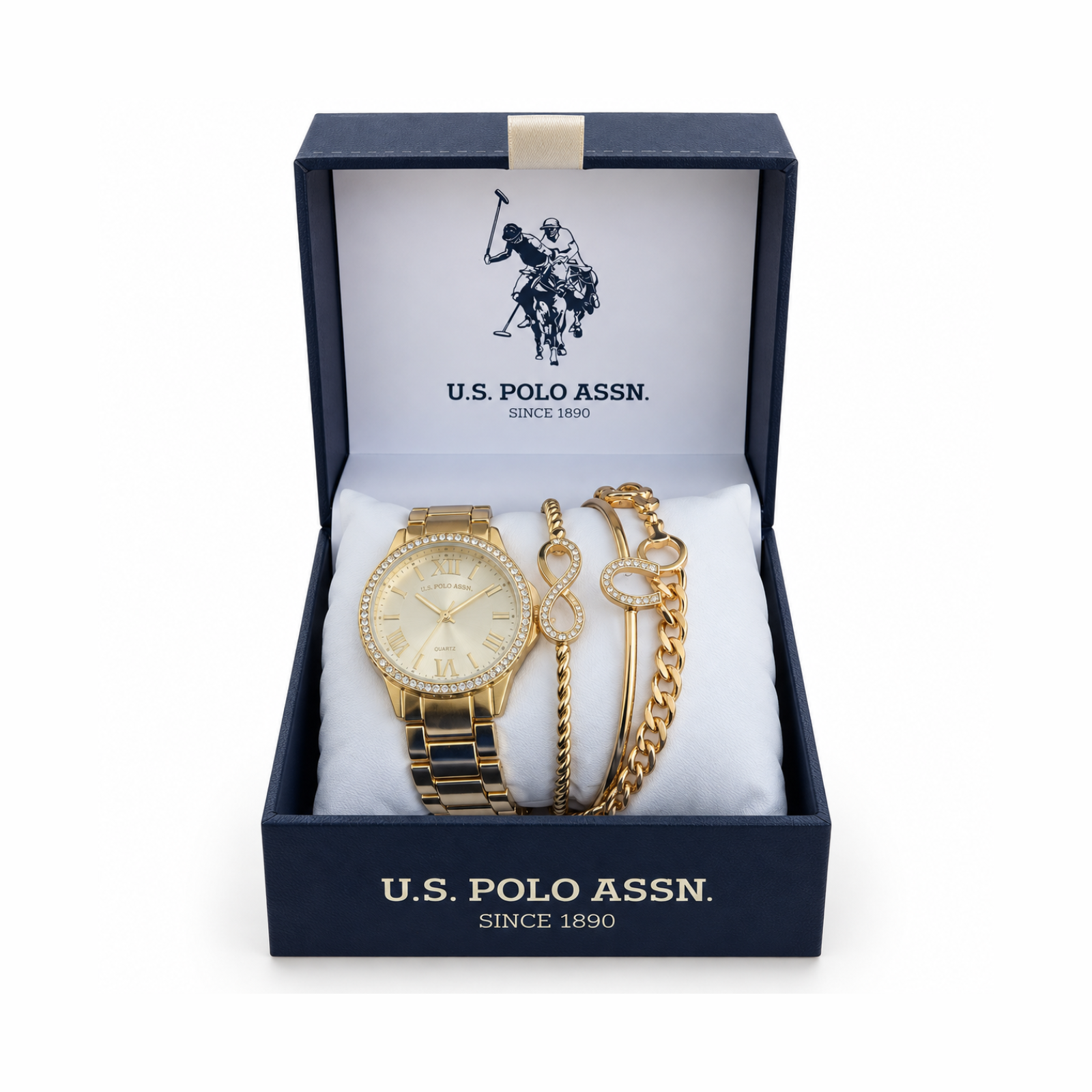 Women's U.S. Polo Assn. Gold Watch Set USC6202 2