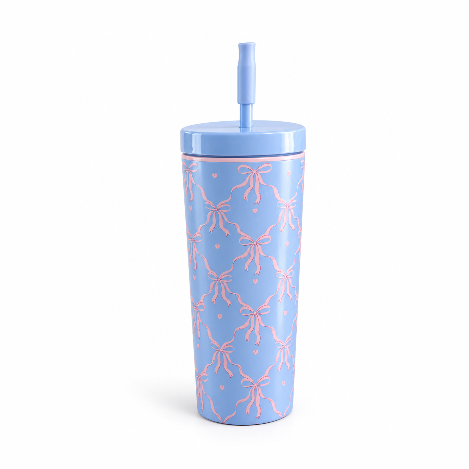 Striped Bow And Heart Tumbler