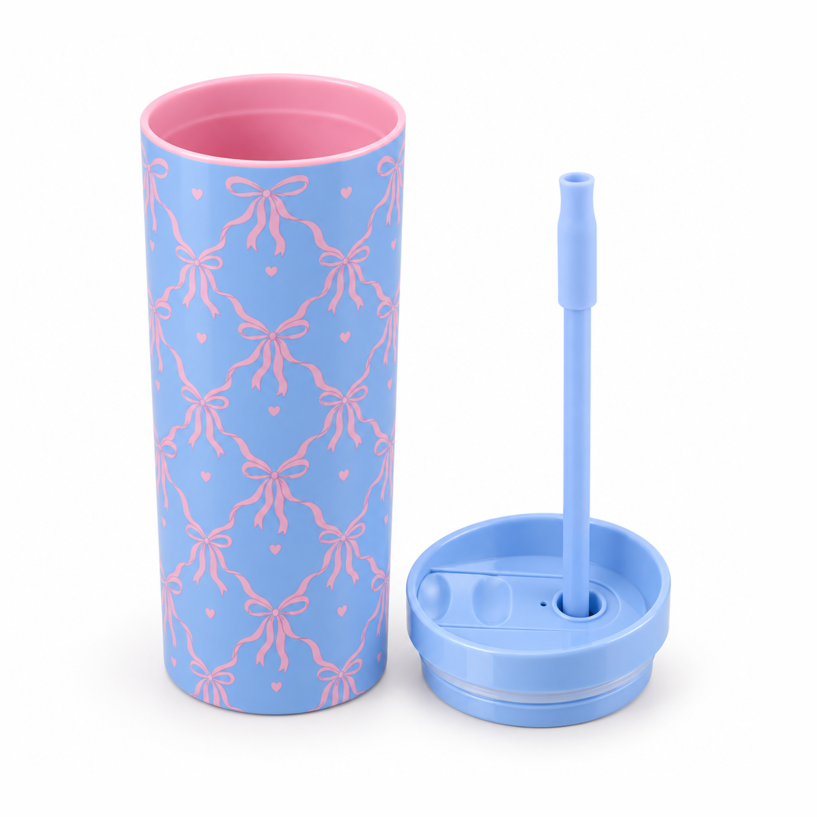 Striped Bow And Heart Tumbler 3