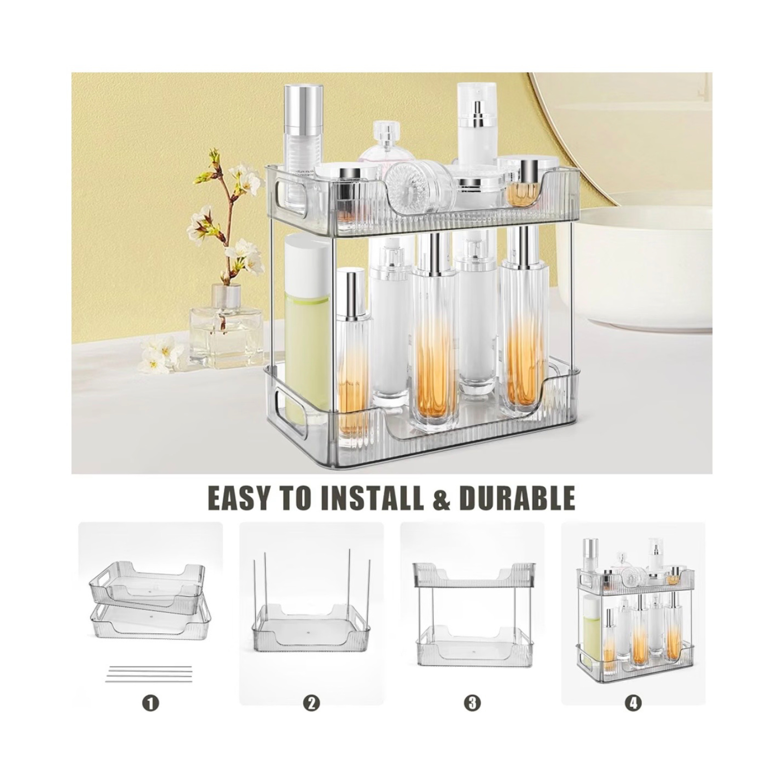 2-Tier Bathroom Counter Organizer - Grey 5