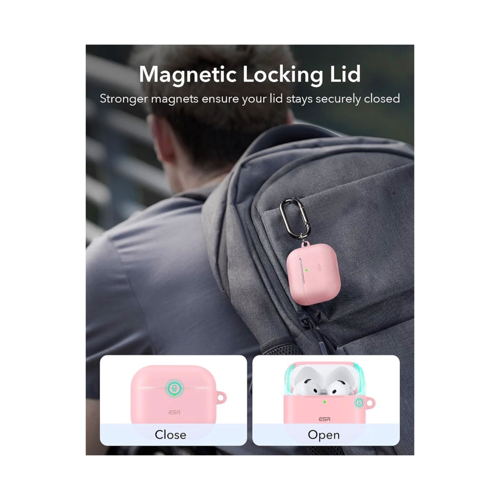 ESR AirPods 5/4 Cloud Series Case With Magnetic Lid – Pink 4