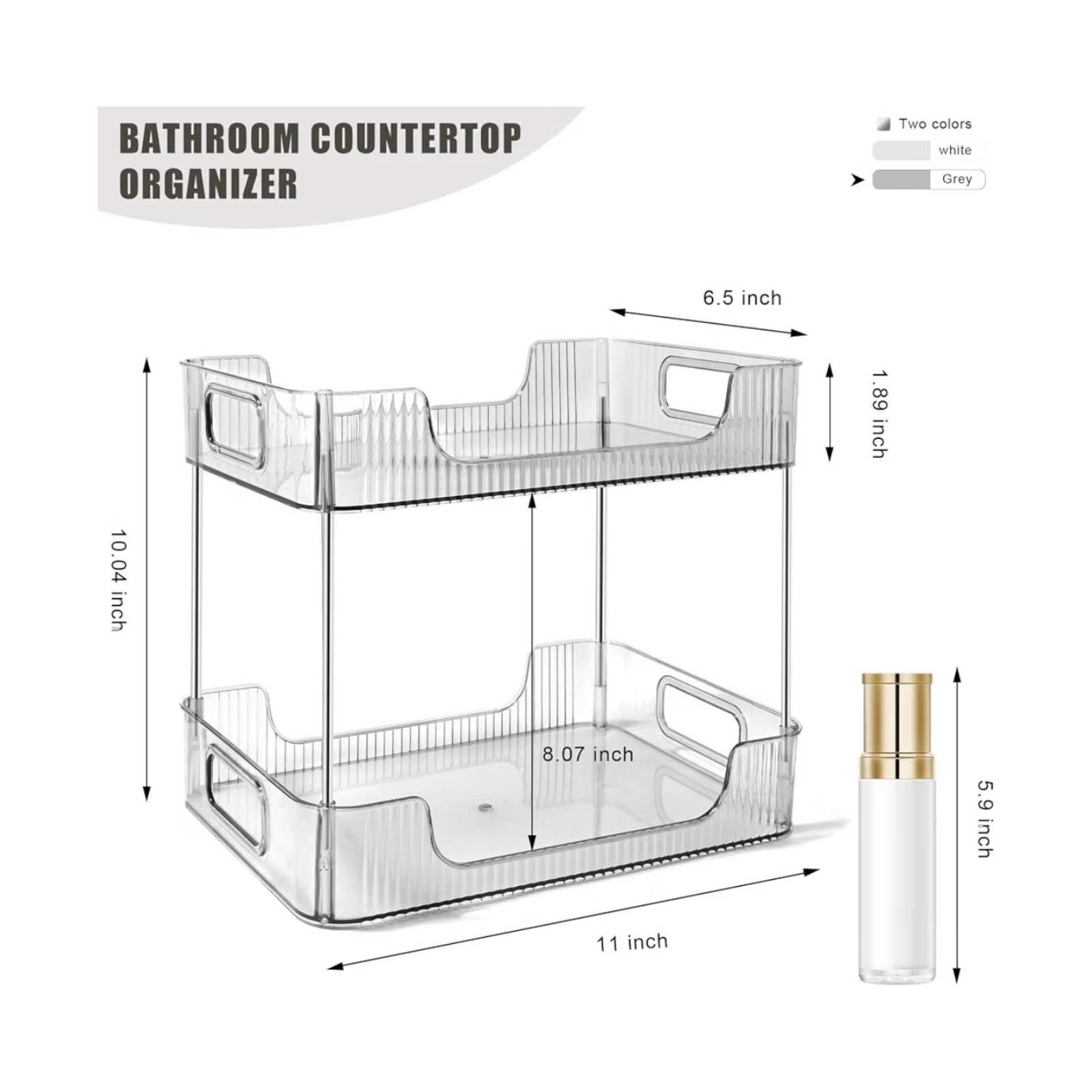 2-Tier Bathroom Counter Organizer - Grey 3